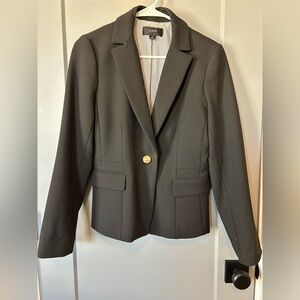 J. Crew Women's Black Pleated Blazer with Gold Button